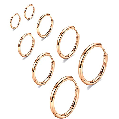 Amazon.com: 316L Surgical Stainless Steel Gold Hoop Earrings 6mm 8mm 10mm 12mm Huggie Hypoallerge... | Amazon (US)