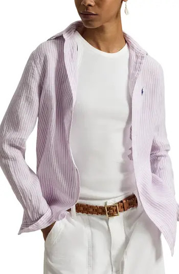 Polo Ralph Lauren Classic Fit Stripe Linen Button-Up Shirt | Nordstrom | Nordstrom