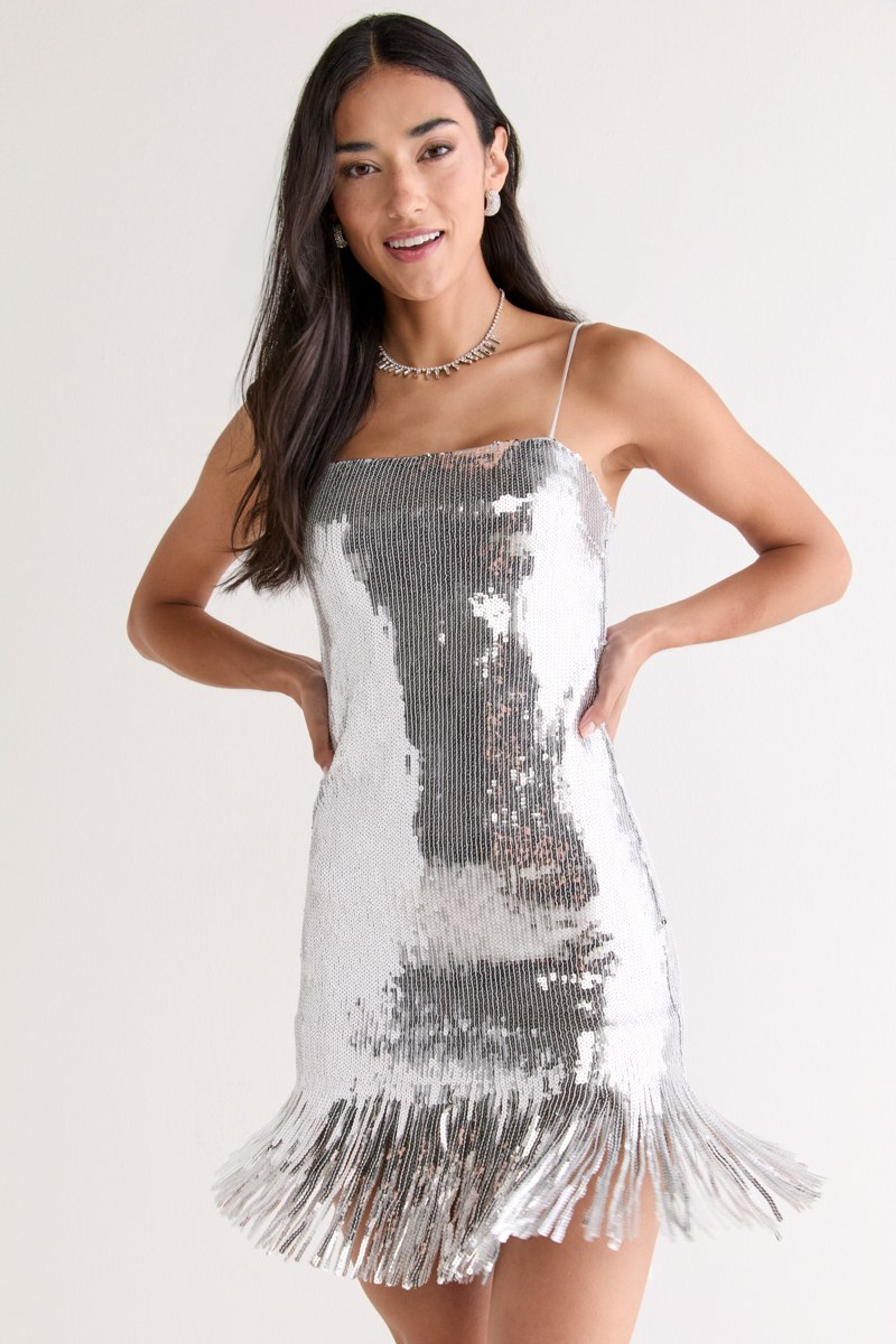 Linda Fringe Hem Sequin Mini Dress | Francesca's