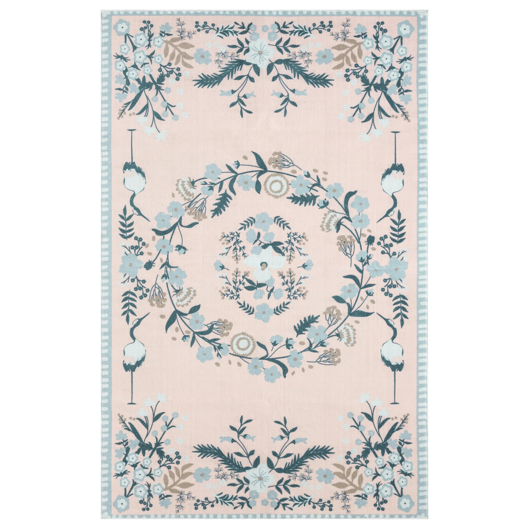 My Texas House Multicolor Floral Printed Faux Fur Machine Washable Indoor Area Rug, 5' x 8' | Walmart (US)