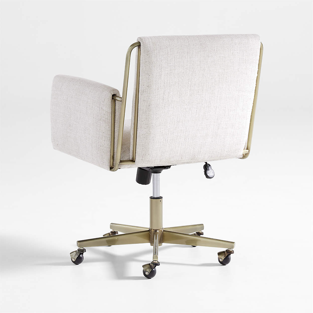 Caterina Natural Upholstered Office Chair with Brass Base + Reviews | Crate & Barrel | Crate & Barrel
