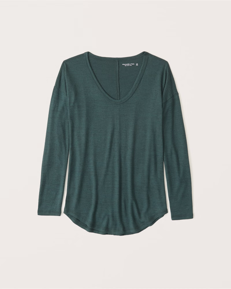 Women's Cozy Long-Sleeve V-Neck Legging Tee | Women's New Arrivals | Abercrombie.com | Abercrombie & Fitch (US)