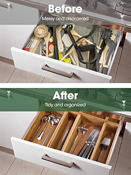 Kootek 8 Pcs Bamboo Drawer Organizer Utensil Tray Kitchen Storage Box 4-Size Versatile Dividers C... | Amazon (US)
