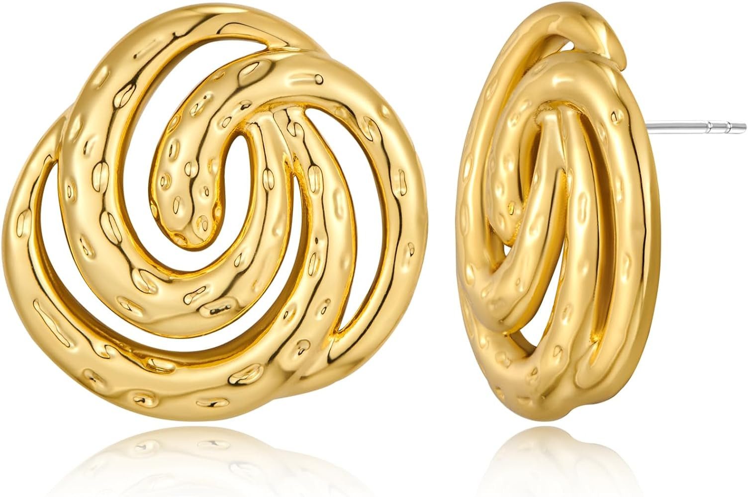 Gold Texured Stud Earrings Gold Studs Earrings For Women Gold Twisted Stud Earrings Perfect Fashi... | Amazon (US)