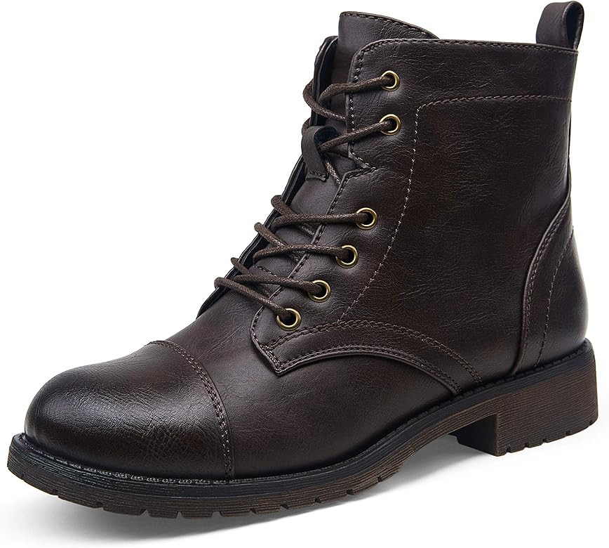 Vepose Women's Ankle Boots Fashion Booties Low Heel Lace up Ankle Boots for Women | Amazon (US)