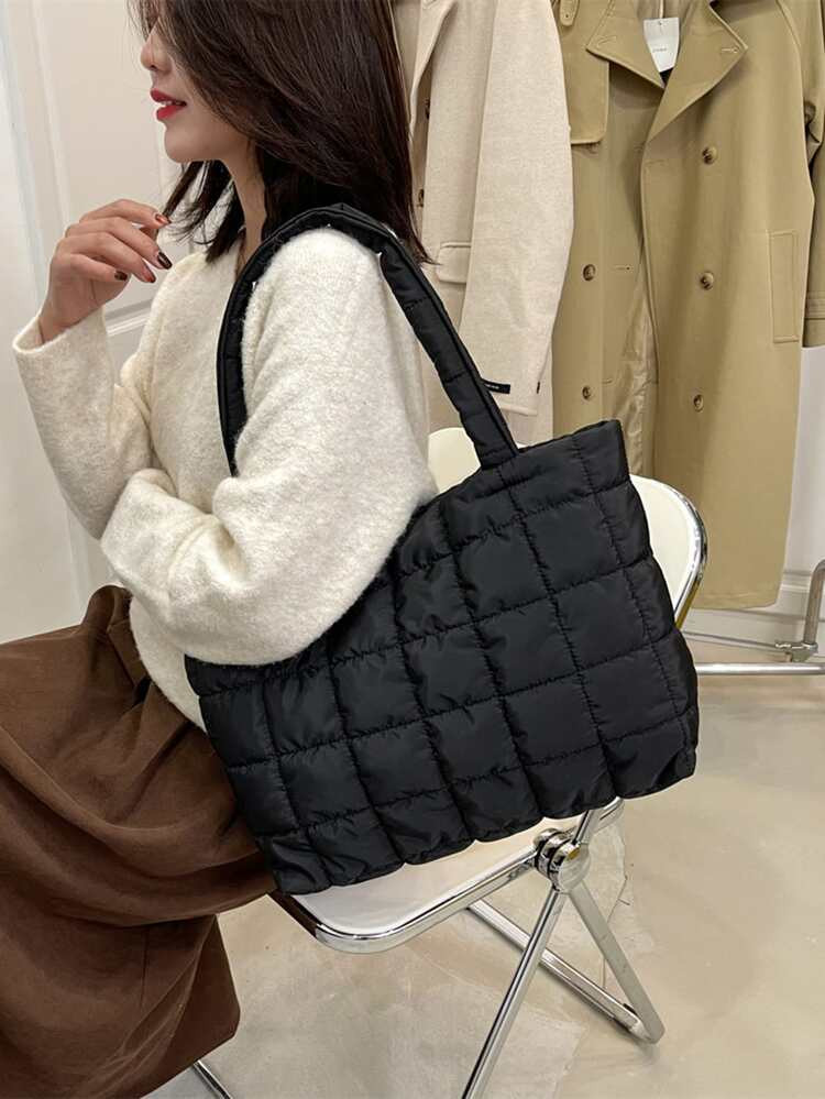 Quilted Pattern Shoulder Tote Bag | SHEIN
