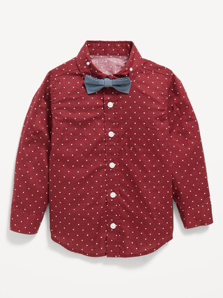 Long-Sleeve Printed Poplin Shirt &amp; Bow-Tie Set for Toddler Boys | Old Navy (US)
