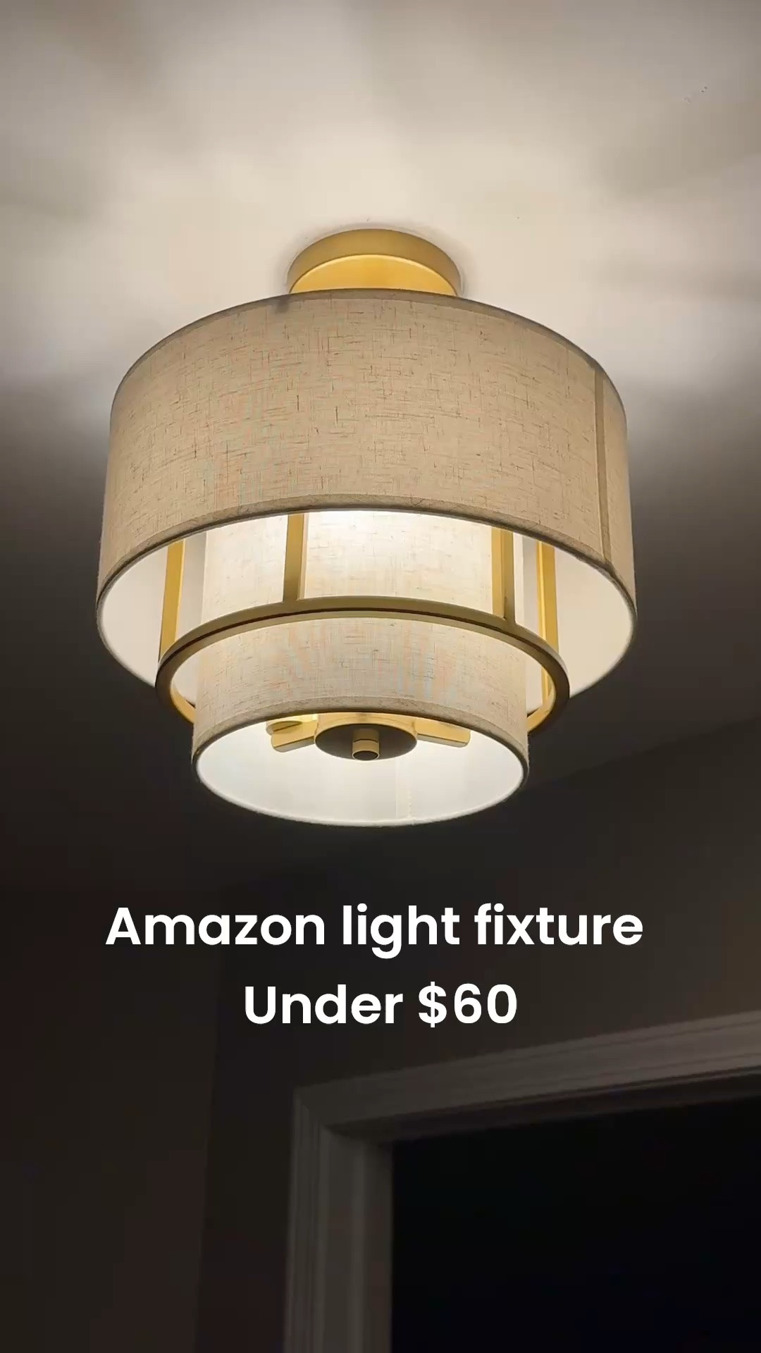 Amazon Modern Drum Ceiling Light, Semi-Flushmount Close to Ceiling Light Fixture for Living Room, Bedroom, Dining Room,Kitchen, Linen Fabric Shade & Gold Finish Metal Frame under $60. The quality is amazing! It looks beautiful in my hallway. 

Linen shade light fixture, hallway lights, kitchen lights, lights under $60, gold and linen light fixture

#LTKHome