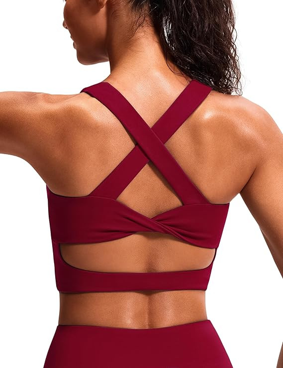 Sports Bras for Women Criss-Cross Back Padded Workout Tank Tops Medium Support Crop Tops for Wome... | Amazon (US)