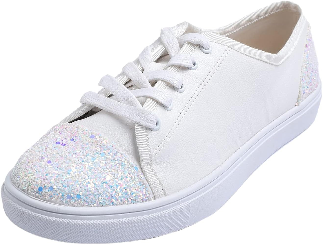 FEVERSOLE Women's Fashion Dress Sneakers Party Bling Casual Flats Embellished Shoes | Amazon (US)