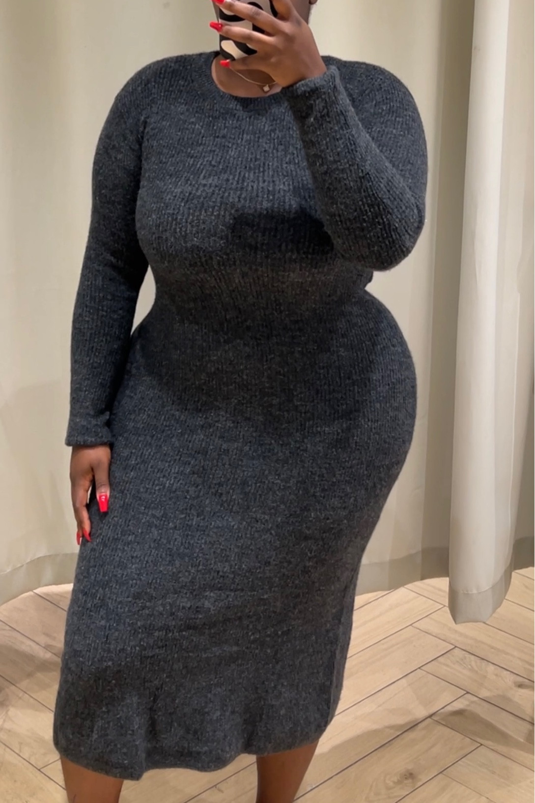 Size - S it’s super stretchy!

Ankle-length, fitted dress in a soft rib knit with a round neckline, long sleeves and a gently flared skirt.

#LTKstyletip #LTKplussize #LTKmidsize