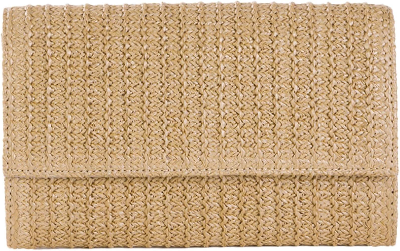 Natural Straw Flat Clutch Women 2026 Boho Purse Top Handle Crossbody Handbag Stylish Woven Envelo... | Amazon (US)