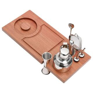 LedgeFit Sapele Wood and Stainless Steel Bartender's Board | The Home Depot