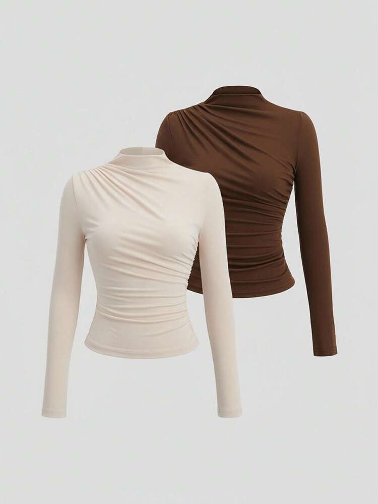 Set Camisetas Beige y Marrón | SHEIN