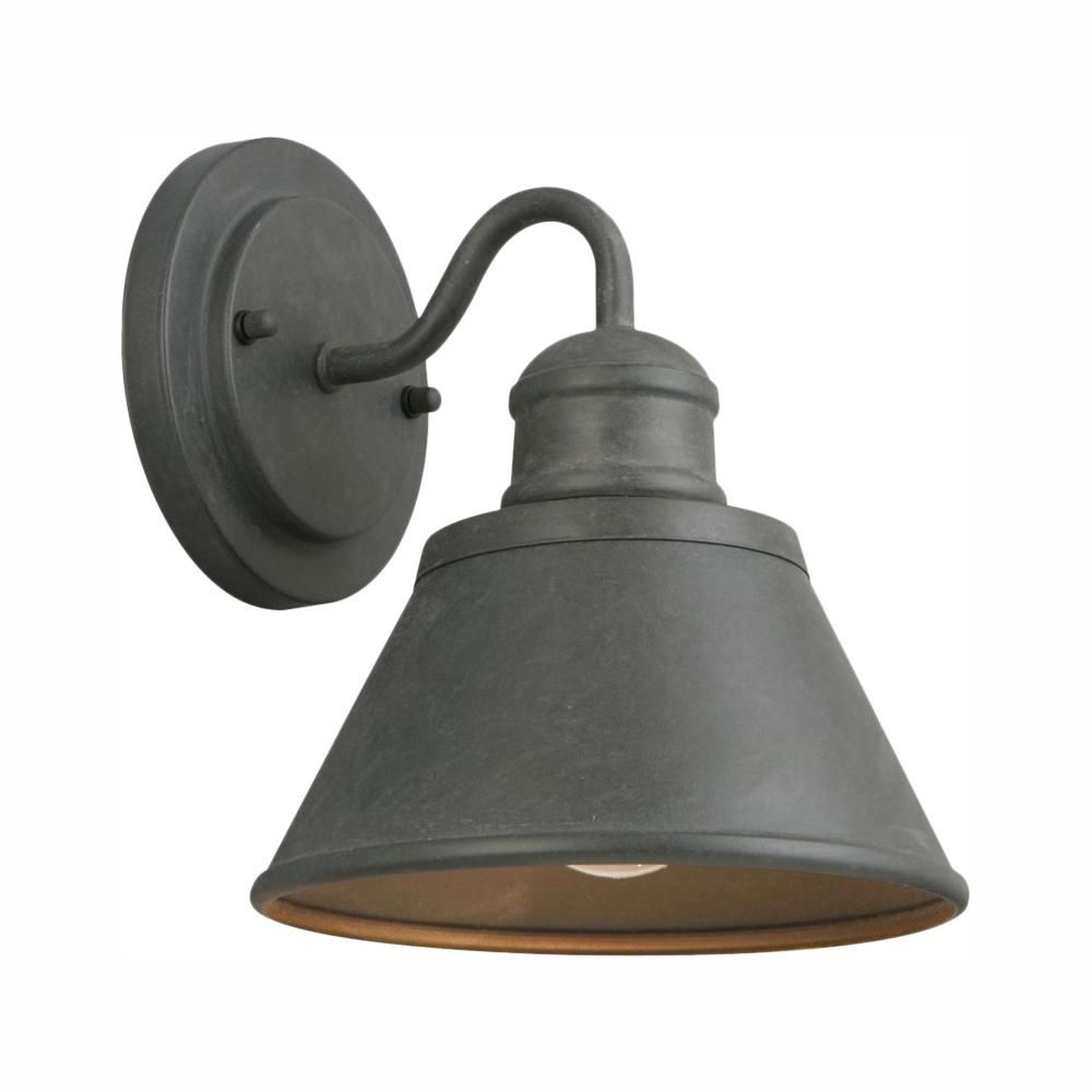 Hampton Bay 1-Light Zinc Outdoor Wall Barn Light Sconce Lantern-HSP1691A - The Home Depot | The Home Depot