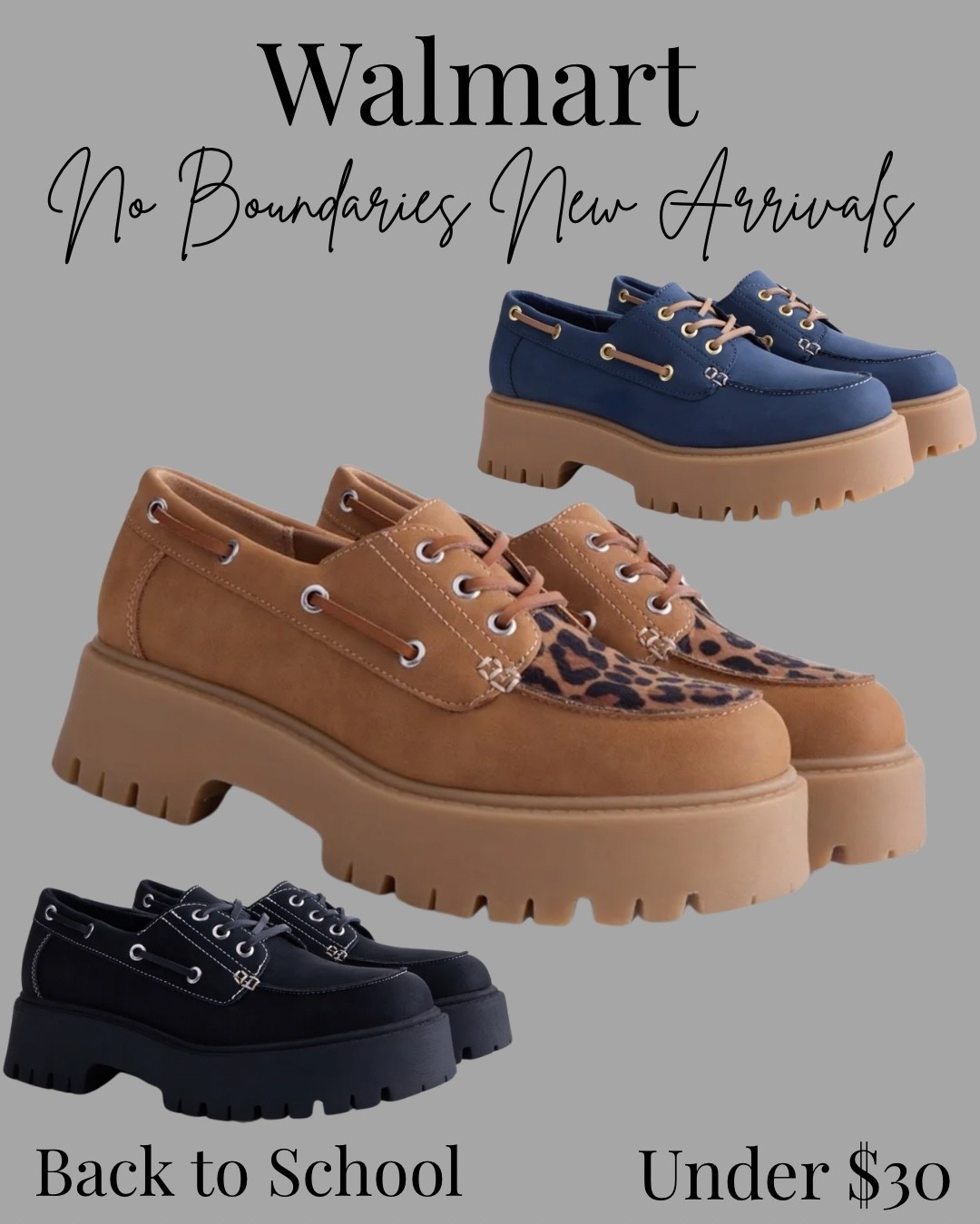 These Walmart No Boundaries platform boat shoes are one of my favorite new fall arrivals! 🤎 
They come in leopard, black, navy, and tan for under $30 and are perfect for back-to-school, jeans, trousers, skirts, and everyday fall outfits. 
If you’ve been looking for an affordable designer-inspired shoe, don’t wait—these are going to sell fast! ✨ 
Shop them now in my LTK before your size is gone.

#LTKFinds #WalmartFashion #BoatShoes #FallFashion #AffordableStyle #walmartcreator

#LTKU #LTKOver40 #LTKSeasonal
