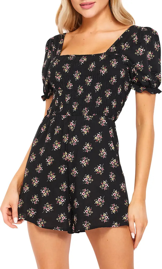 VELVET TORCH ELVET TORCH Puff Sleeve Elastic Waist Romper | Nordstromrack | Nordstrom Rack