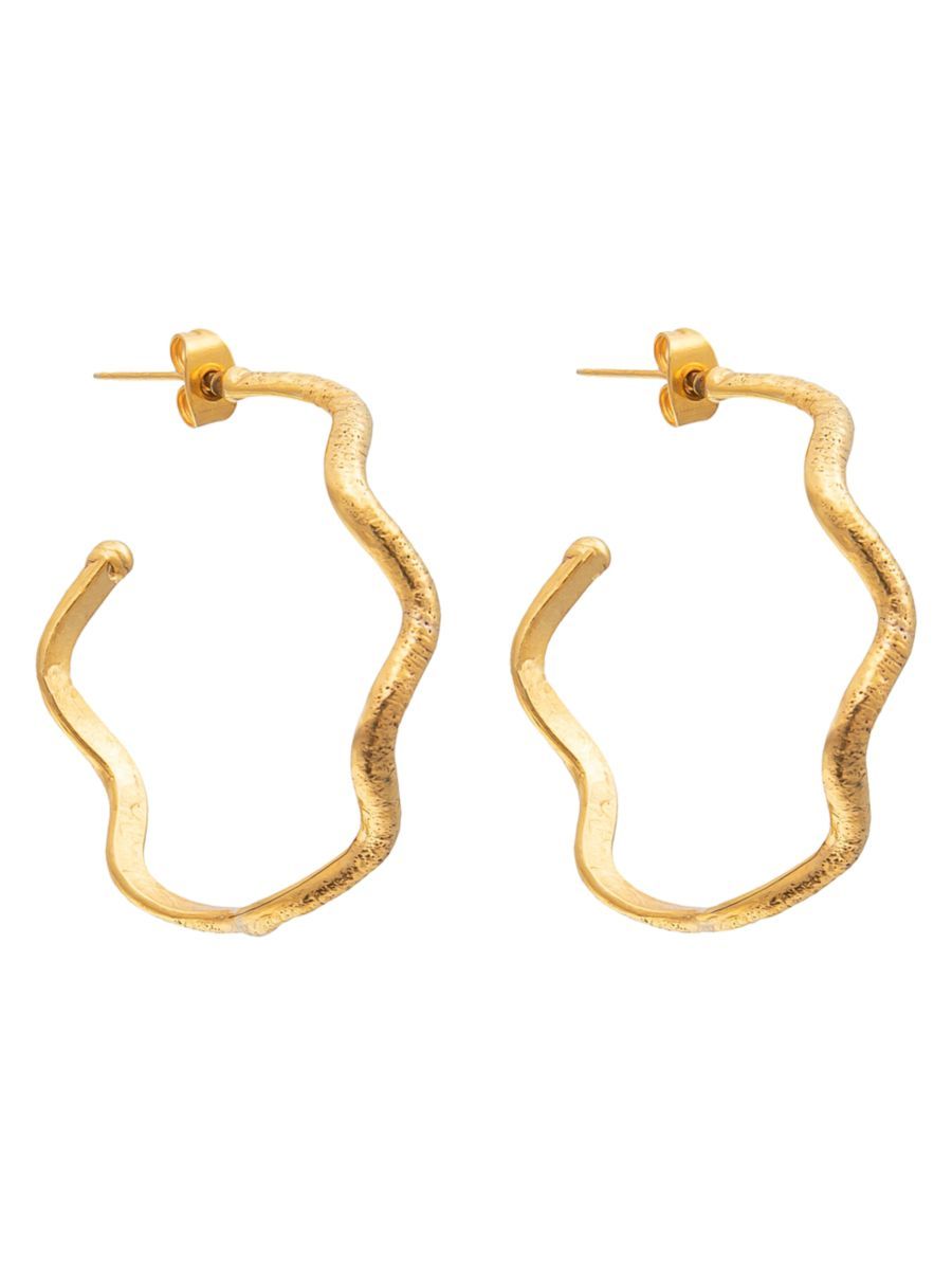 Flower Candies 22K Goldplated Wavy Hoop Earrings | Saks Fifth Avenue