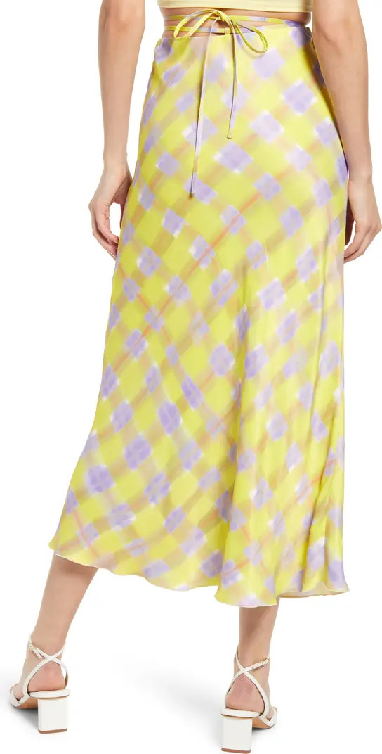 & Other Stories Check Tie Waist Satin Midi Skirt | Nordstrom | Nordstrom