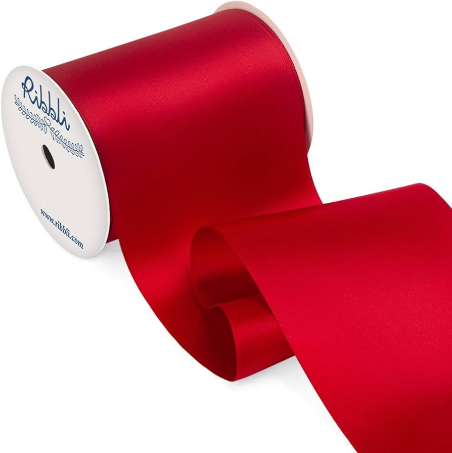 Ribbli Red Satin Ribbon 4 Inch Wide Red Ribbon for Wedding Chair Sash Grand Opening Ceremony Big ... | Amazon (US)