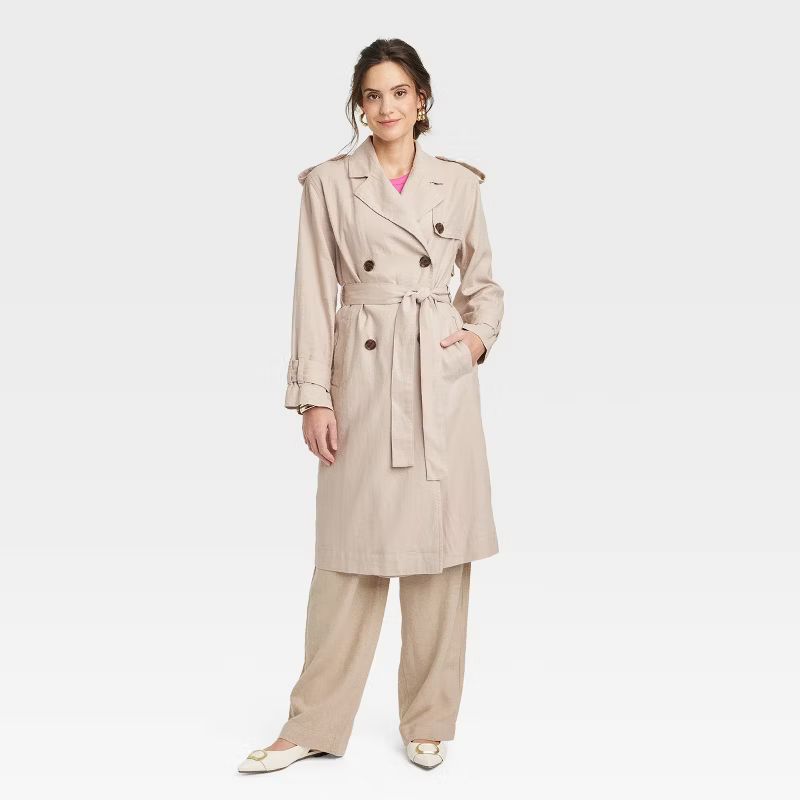 Women's Linen Trench Coat - A New Day™ | Target