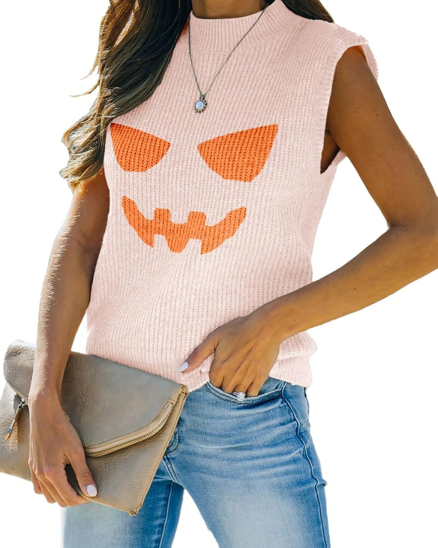 Women's Mock Neck Knit Sweater Vest Sleeveless Casual Trendy Summer Ribbed Pullover Tank Tops | Amazon (US)