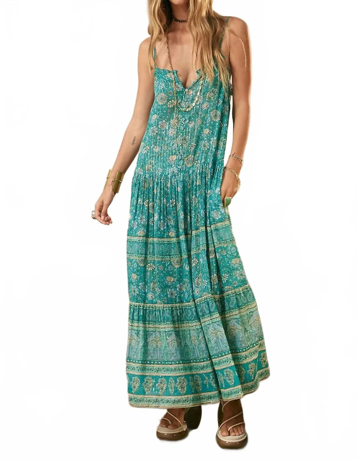 Elysian Strappy Maxi Dress In Jade | Shop Simon