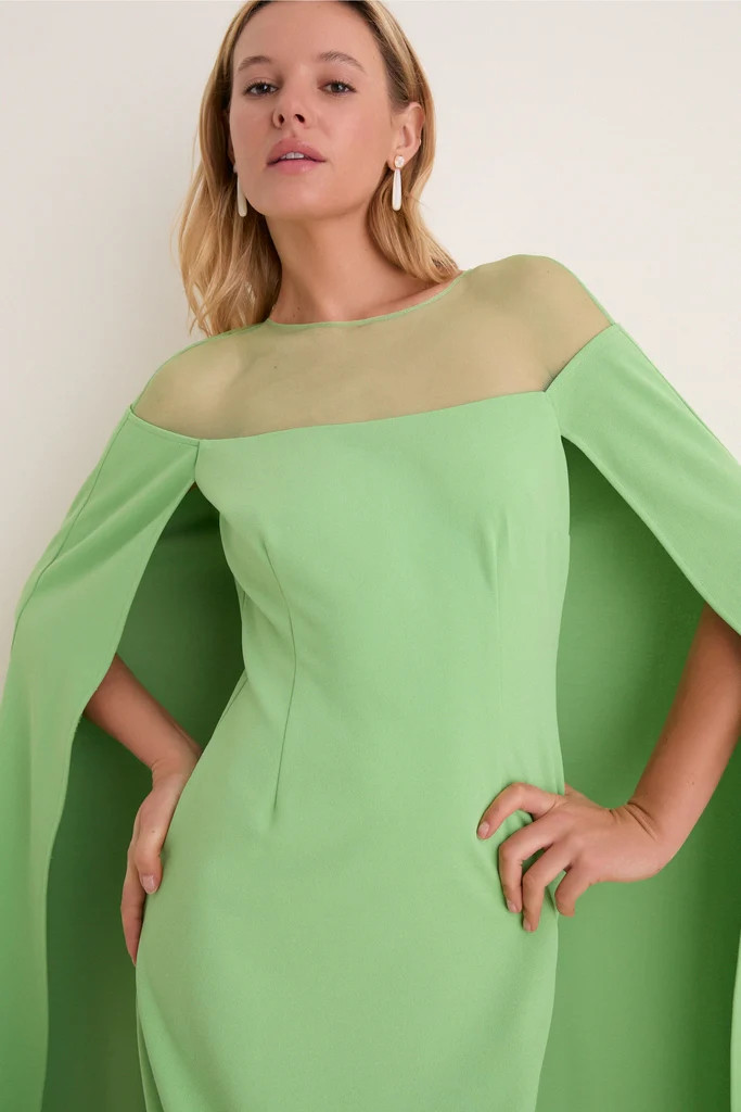 Pistachio Estelle Cape Maxi Dress | Tuckernuck (US)