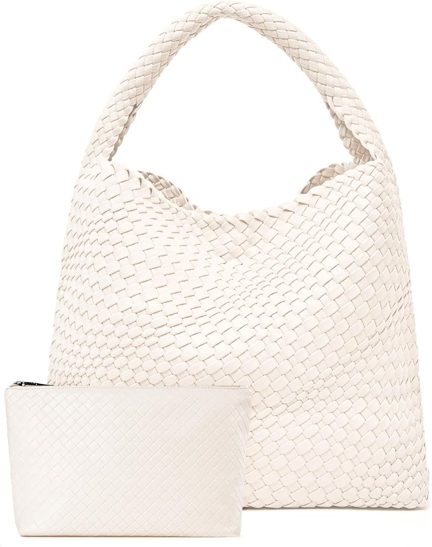 Large Woven Bag Tote Bags for Women Vegan Leather Tote Bag Woven Purse Woven Handbag | Amazon (US)