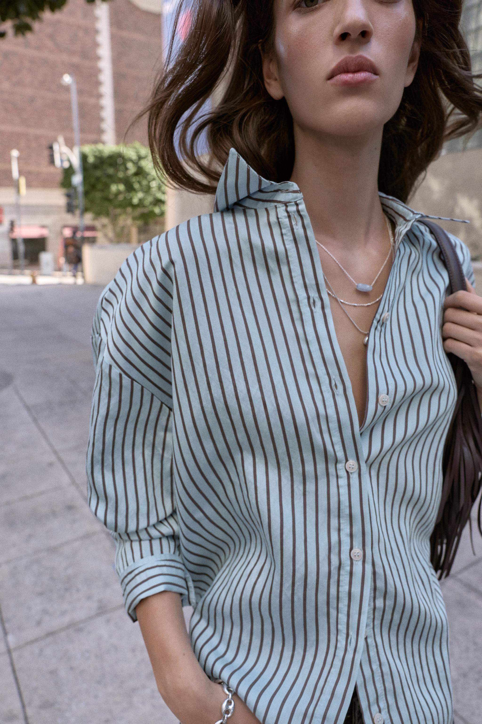 OVERSIZE STRIPED POPLIN SHIRT | Zara UK