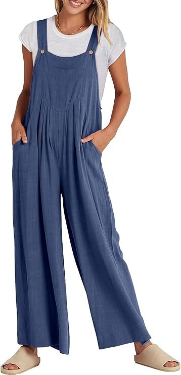 ANRABESS Women's Overalls Jumpsuit Casual Loose Sleeveless Adjustable Straps Bib Wide Leg Outfits... | Amazon (US)