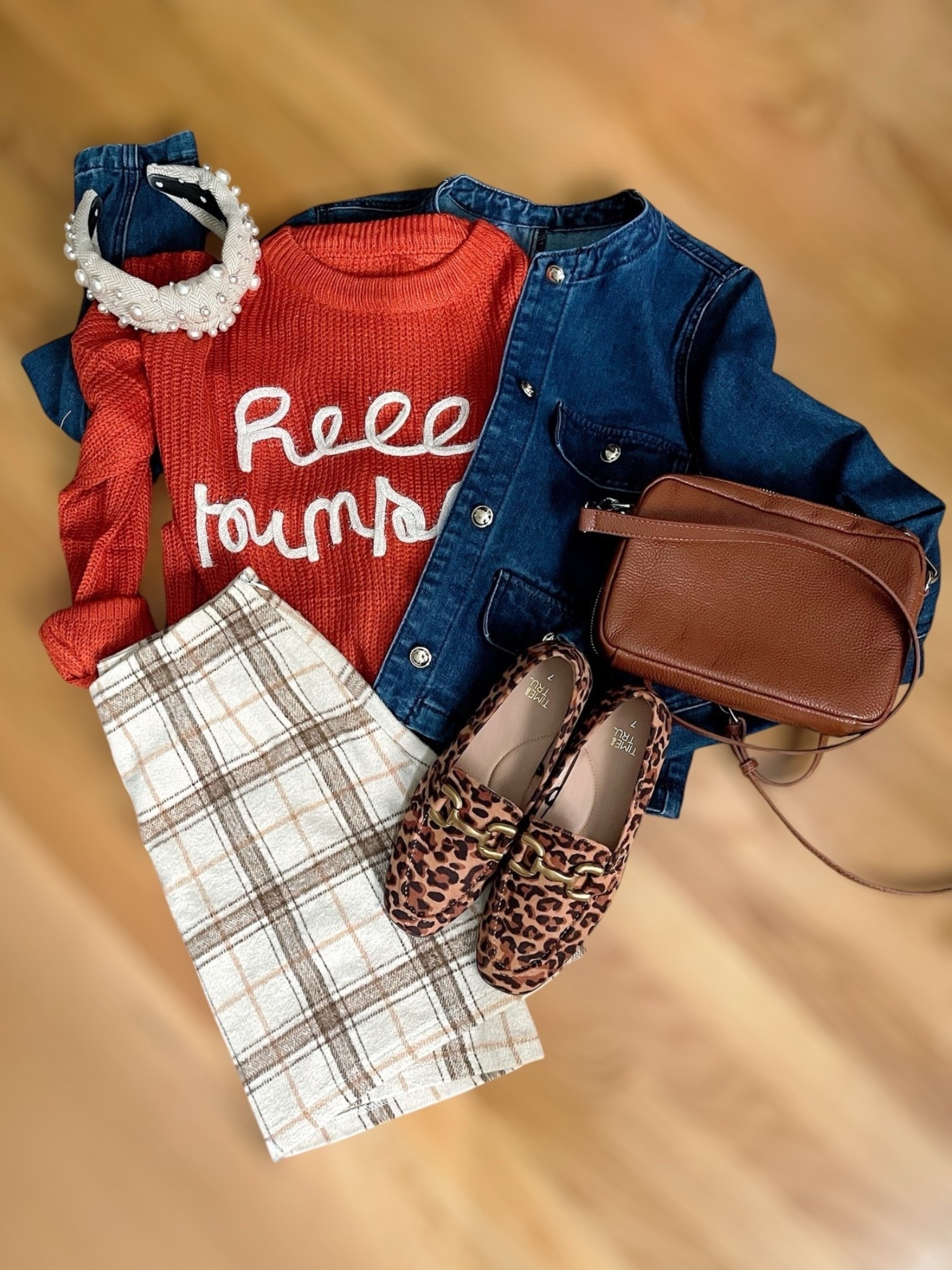 🍁 Fall layering made easy! This cozy “Hello Pumpkin” sweater pairs perfectly with a plaid mini skirt for a festive yet chic autumn look. I added a classic denim jacket for an extra layer, leopard loafers for a fun pop of print, and a brown crossbody bag for a polished finish. The pearl headband is the perfect accessory to pull it all together with a touch of preppy charm. ✨

✔️ Amazon plaid mini skirt under $20
✔️ Cozy statement sweater under $30
✔️ Classic jean jacket for layering
✔️ Leopard loafers & pearl headband = effortless preppy style

This outfit is ideal for pumpkin patches, coffee dates, or just an everyday fall look that feels fun and put-together. 🎃🍂

#FallStyle #PreppyOutfit #FallOutfitInspo #OOTD #AutumnFashion


#LTKFindsUnder100 #LTKShoeCrush #LTKFindsUnder50

#LTKShoeCrush #LTKFindsUnder50 #LTKItBag