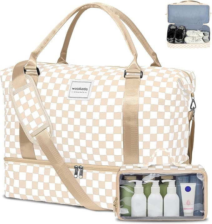 WOOMADA Weekender Overnight Bag for Women, Carry on Shoulder Travel Duffel with Shoes Compartment... | Amazon (US)