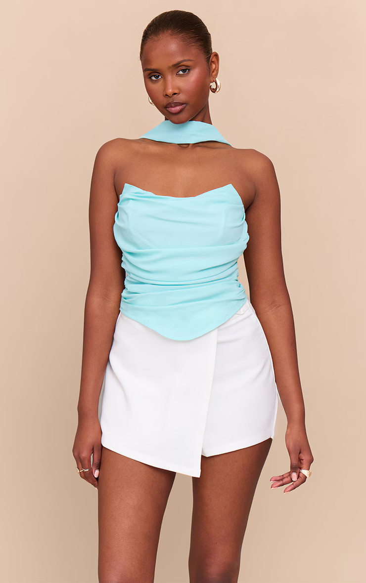 Mint Scarf Detail Corset | PrettyLittleThing US