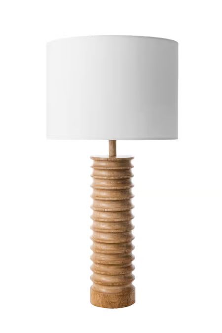 Natural 25-inch Andromeda Wood Spiral Table Lamp | Rugs USA