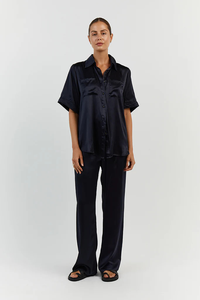 EVANS NAVY SILK PANT | DISSH