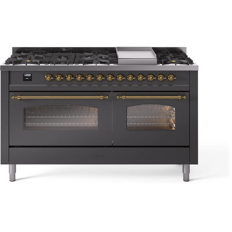 UP60FNMPMGG ILVE Nostalgie II 60 Dual Fuel Range, 9 Burners, Griddle | Wayfair North America