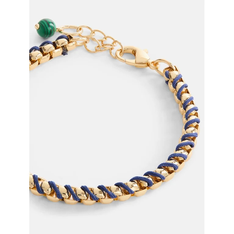 Free Assembly Women's Goldtone Navy Cord Bracelet | Walmart (US)