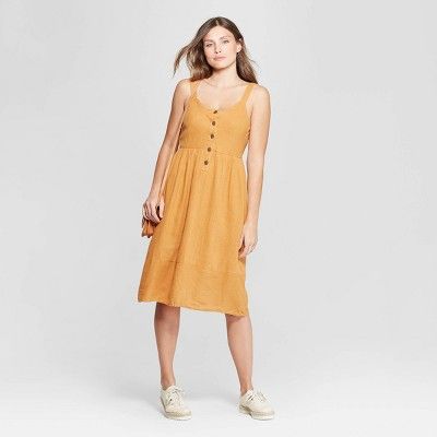 Women's Sleeveless Button Front Midi Dress - Universal Thread™ Gold | Target