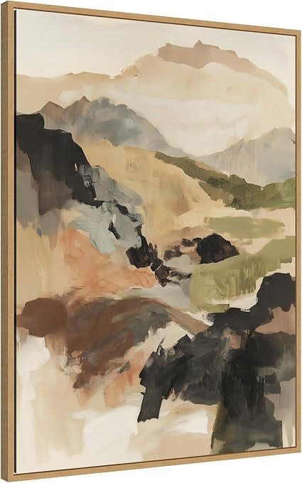 Kate and Laurel Tonal Mountains II Framed Canvas Wall Art by Amy Lighthall 28 x 38 Sylvie Natural... | Amazon (US)