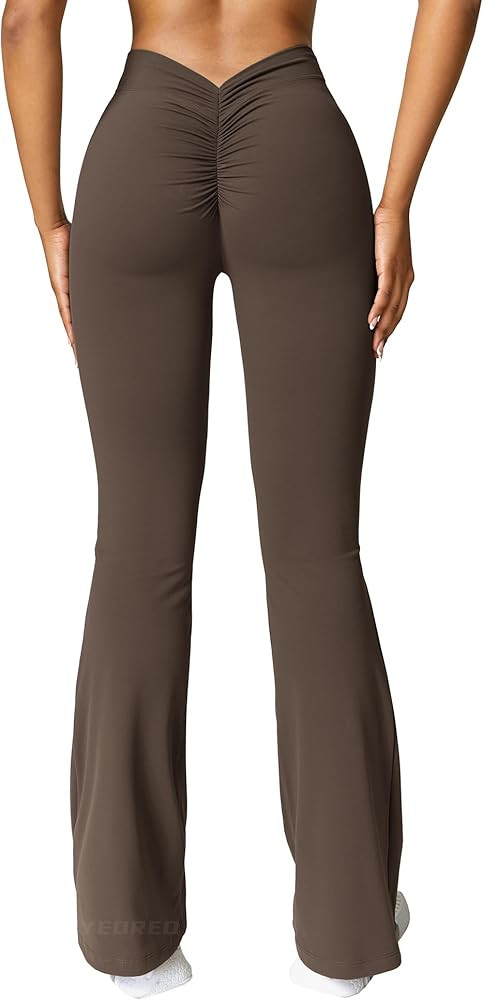YEOREO Scrunch Flare Leggings Daze V Back Butt Lifting Wide Leg High Waist 31.5" Gym Workout Yoga... | Amazon (US)