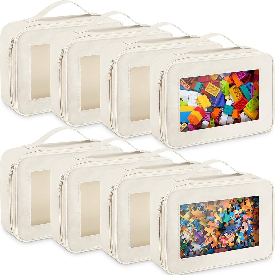 Abbylike 8 Pack Toys Storage Bags with Handle and Clear PVC Window, Classic Bricks Building Set O... | Amazon (US)