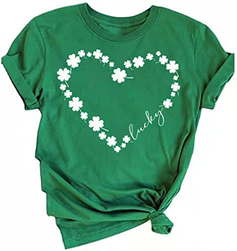Beopjesk Women's St Patrick's Day T-Shirt Lucky Irish Shamrock Paddy's Day Graphic Tees Tops (S, 28-4) | Amazon (US)
