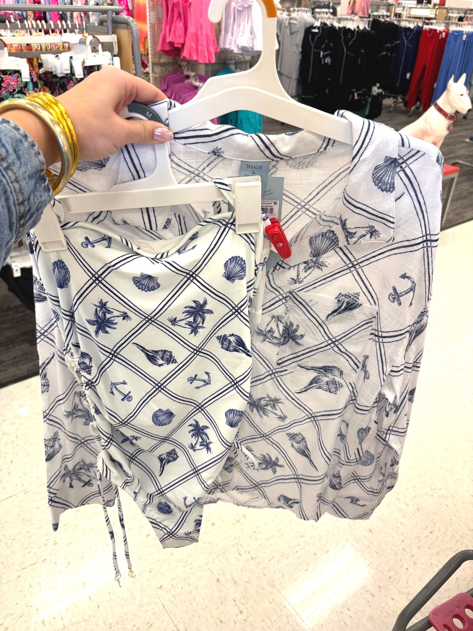 Shell print bathing suit and coverup- spring break style 🐚💙@Target 