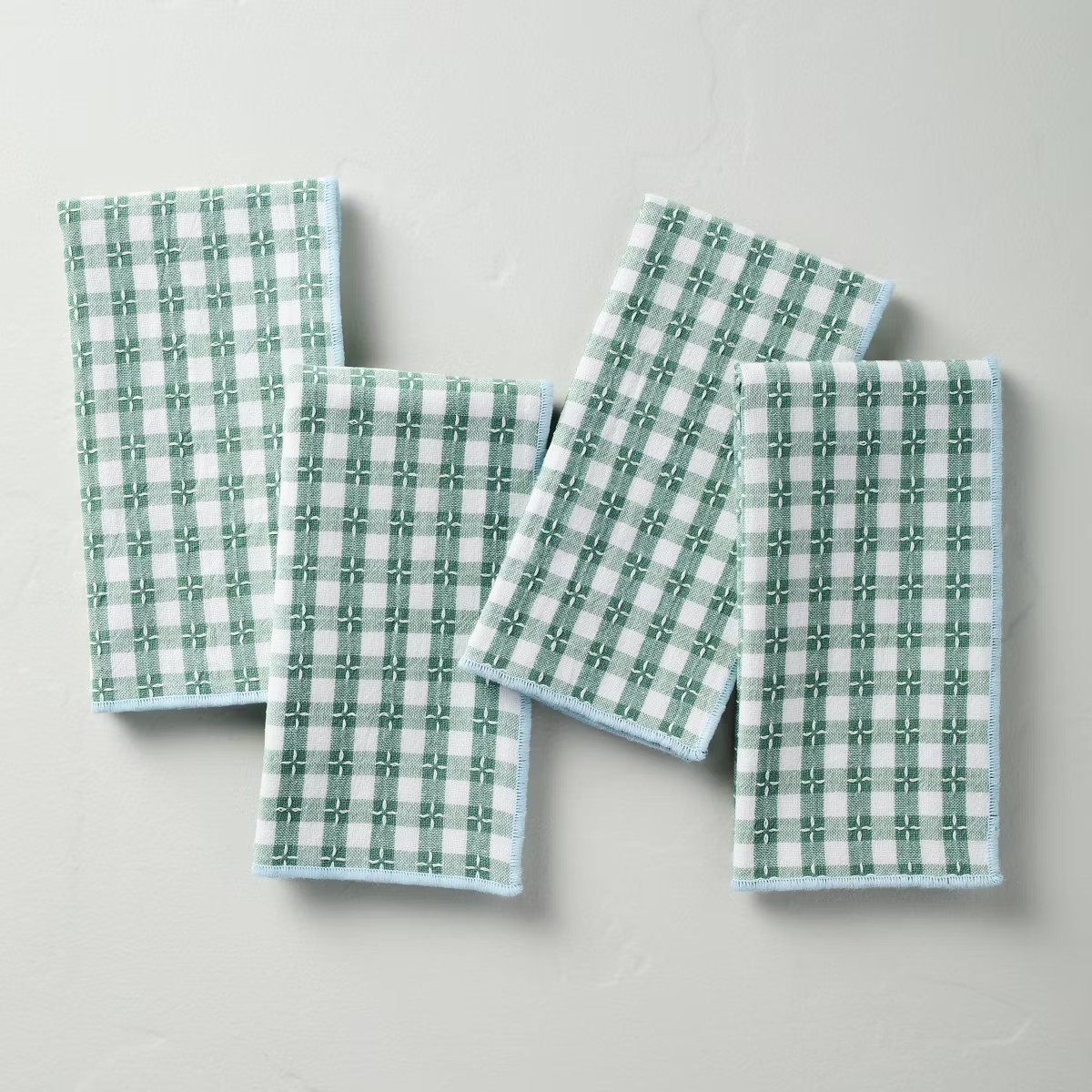 4pk Gingham Check Cloth Napkins Green - Hearth & Hand™ with Magnolia | Target