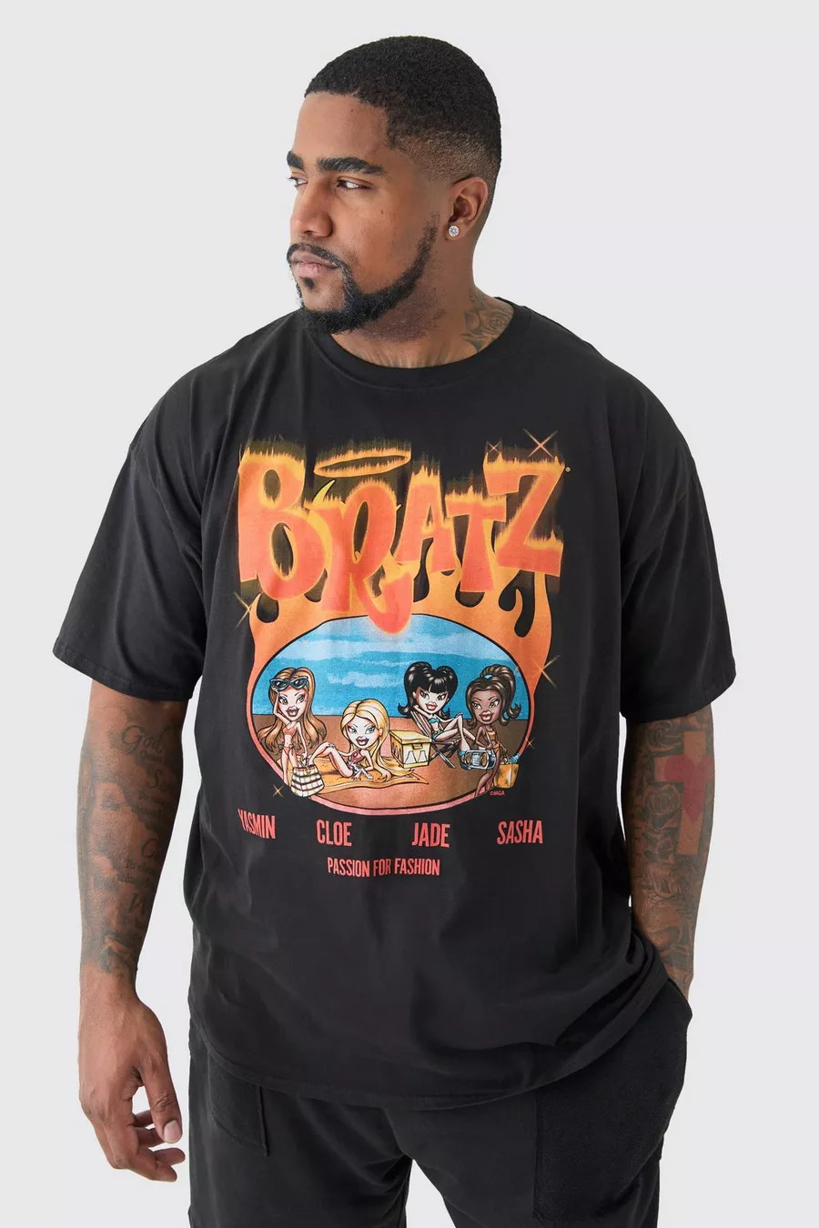 Plus Bratz Flame Print License T-shirt In Black | boohoo (US & Canada)