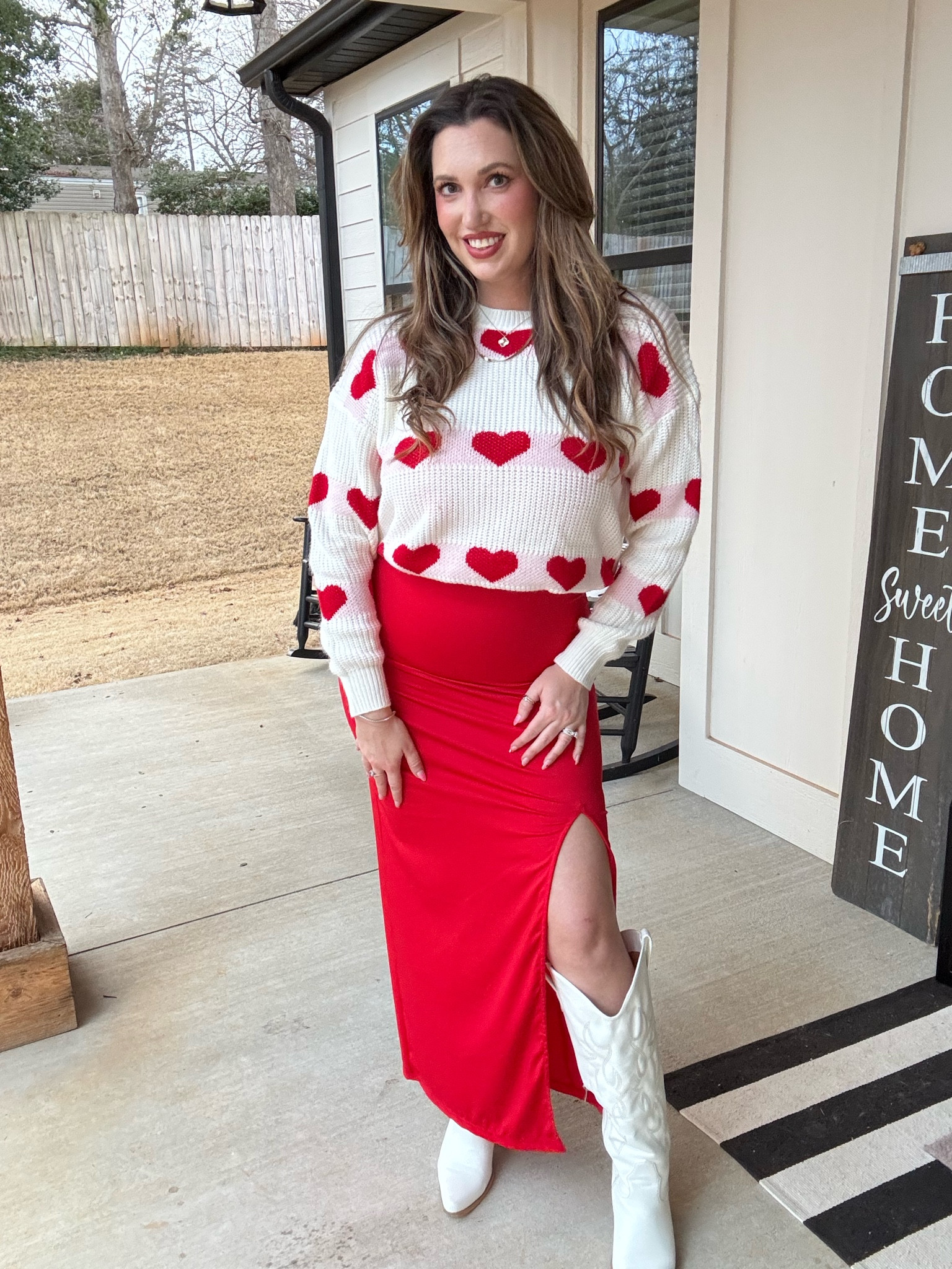 My Ootd for my kids Sweetheart Dance at the school last night! This red Dress is a shapewear dress from Popilush but it showed a lot of cleavage and can’t be showing that at elementary school ha! So I layered my heart Valentines sweater and cropped it up with my crop tuck! 👌🏻❤️ 

#LTKStyleTip #LTKMidsize #LTKSeasonal