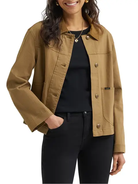 Lee® Women's and Plus Loose Fit Jacket With Contrasting Cord Collar