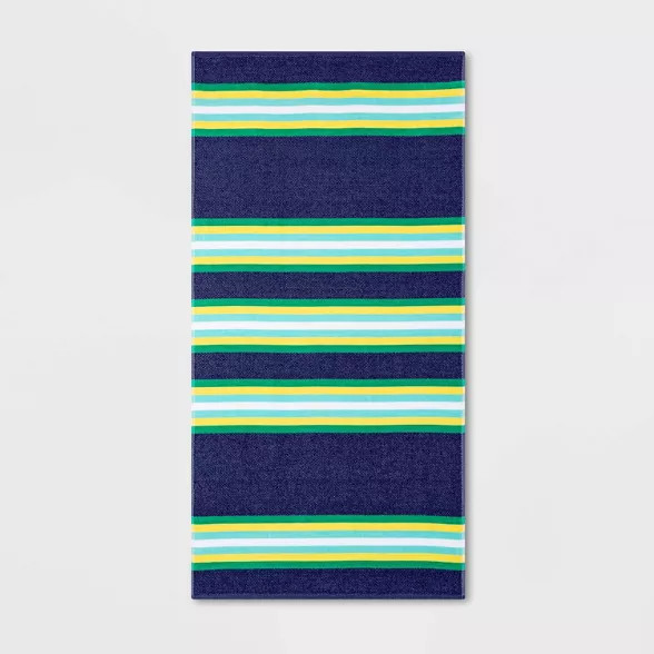 XL Striped Beach Towel Navy/Green - Sun Squad™ | Target