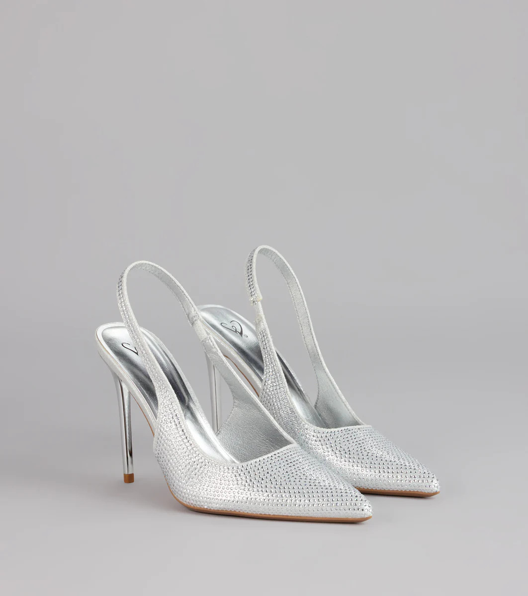 Glam Line Rhinestone Slingback Pumps | Windsor Stores
